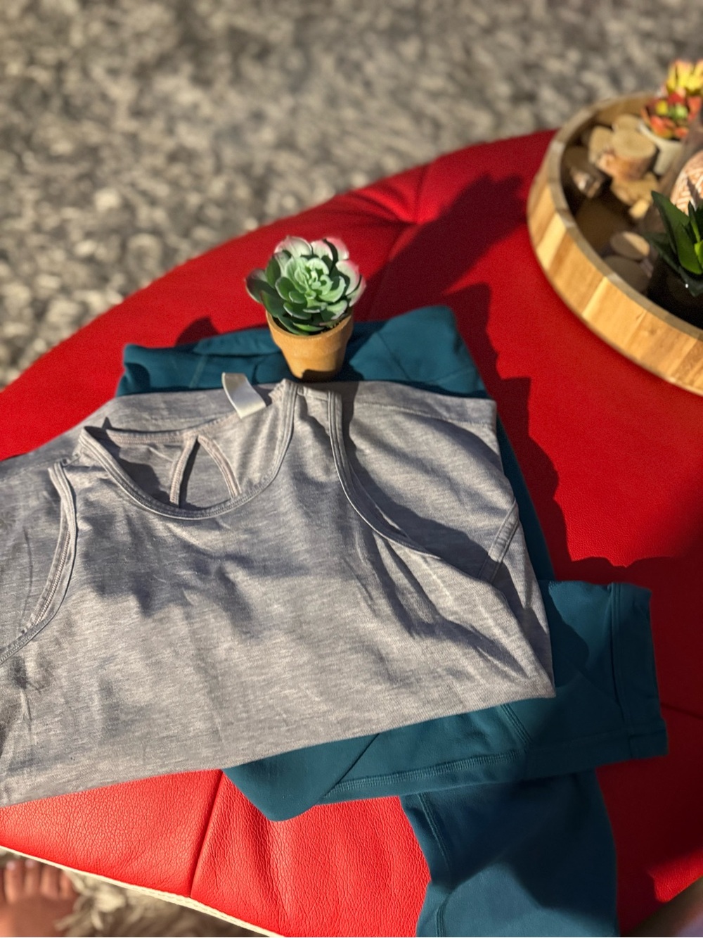 Athleta Kids Gray Tank Top with Teal Legging Set